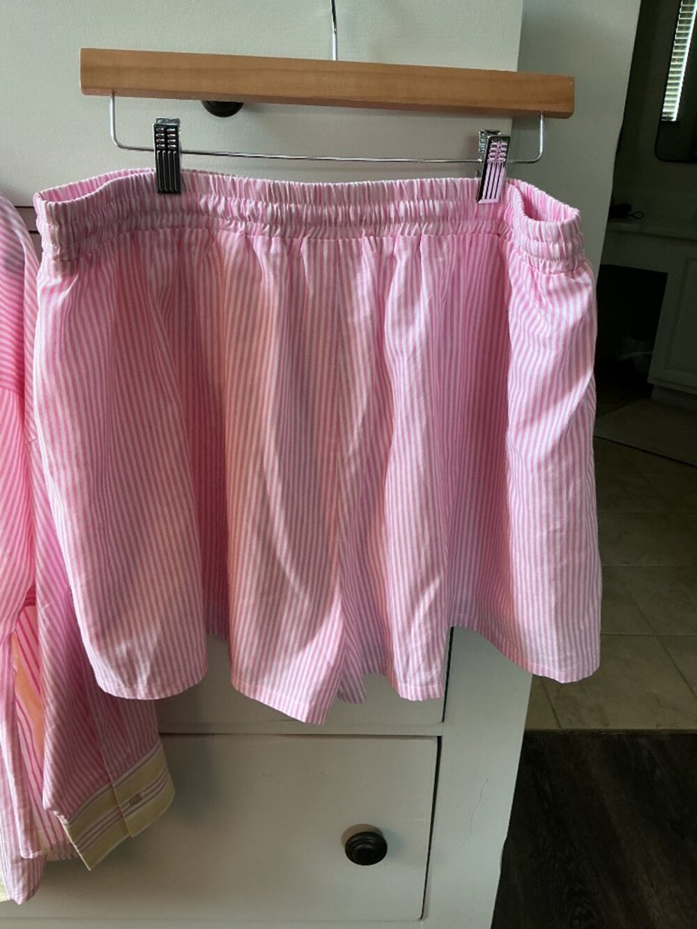 NWT Very J Pink & Yellow Striped Matching Lounge Set | Button Down Top + Shorts - Picture 8 of 9